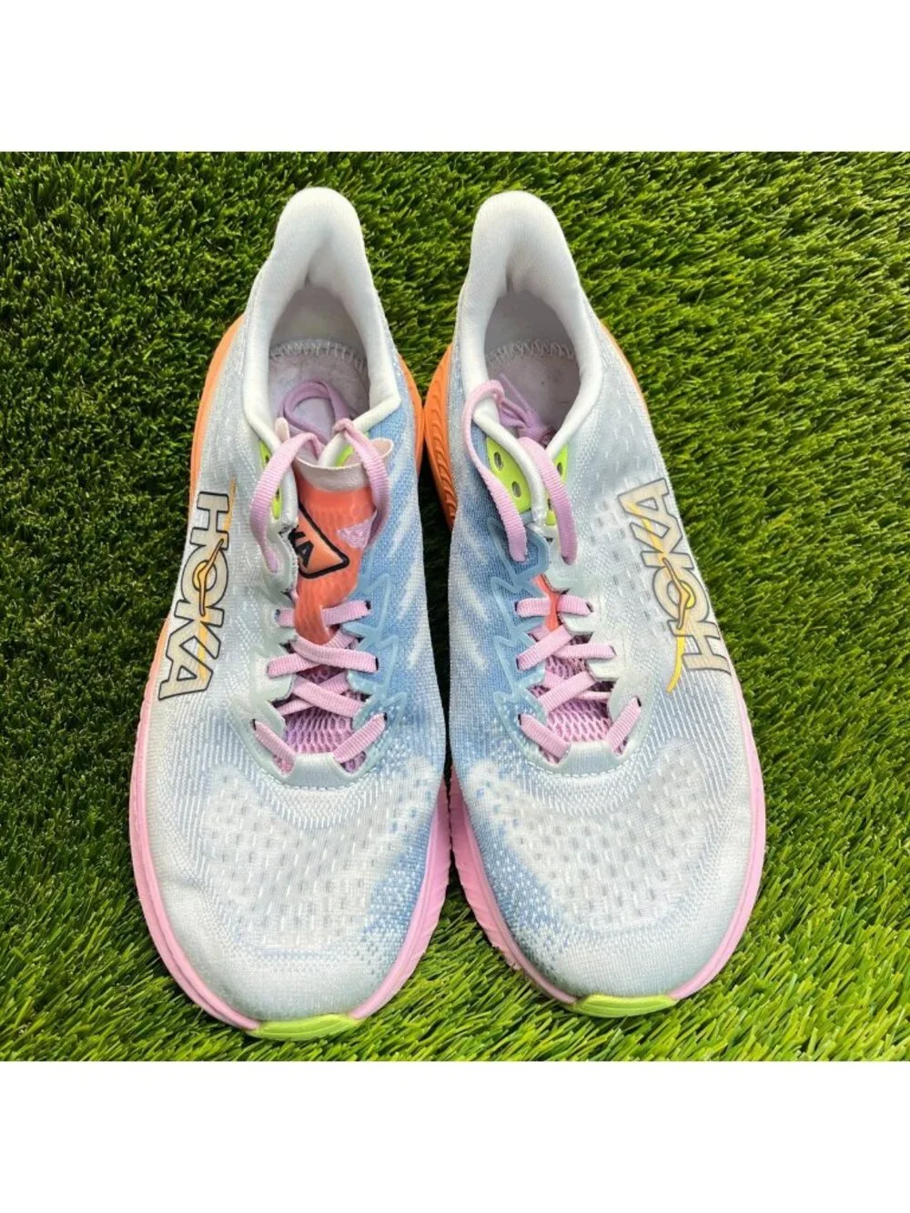 Hoka One One Mach 6 Womens Size 9.5 Blue Pink Athletic Running Shoes Sneakers